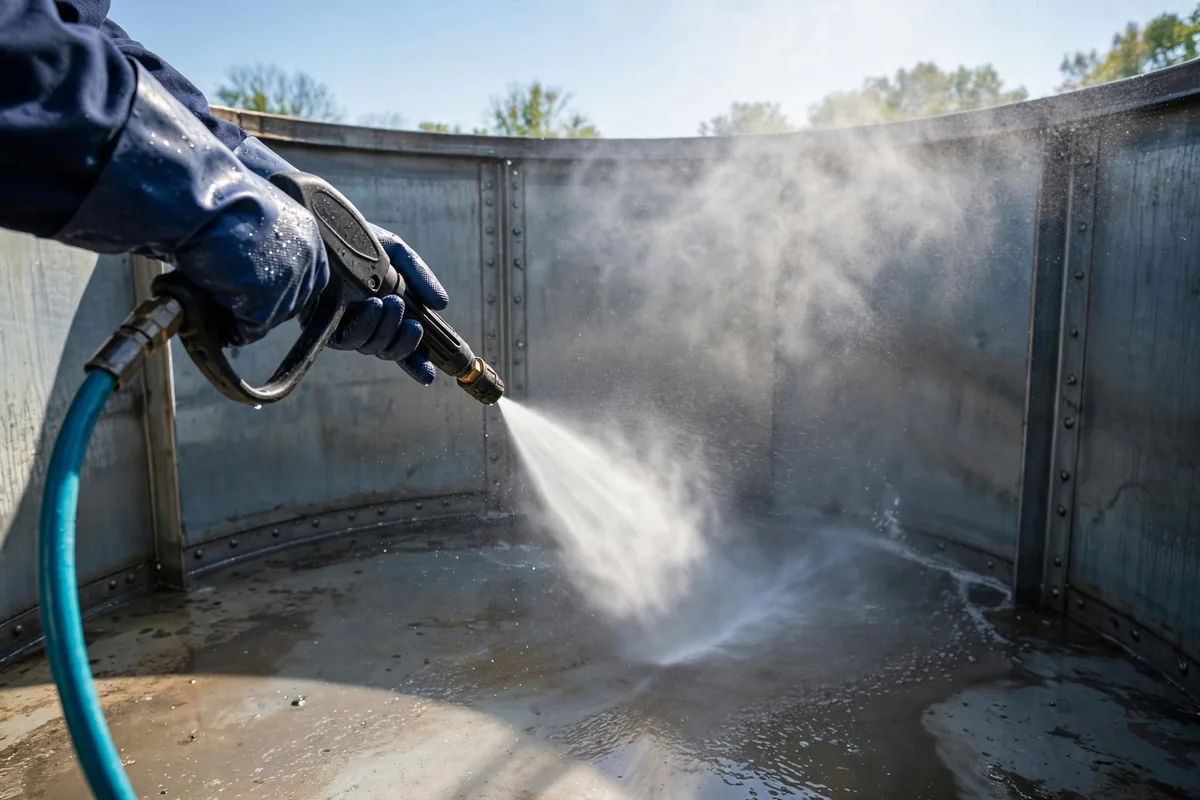 Washing a drained tank