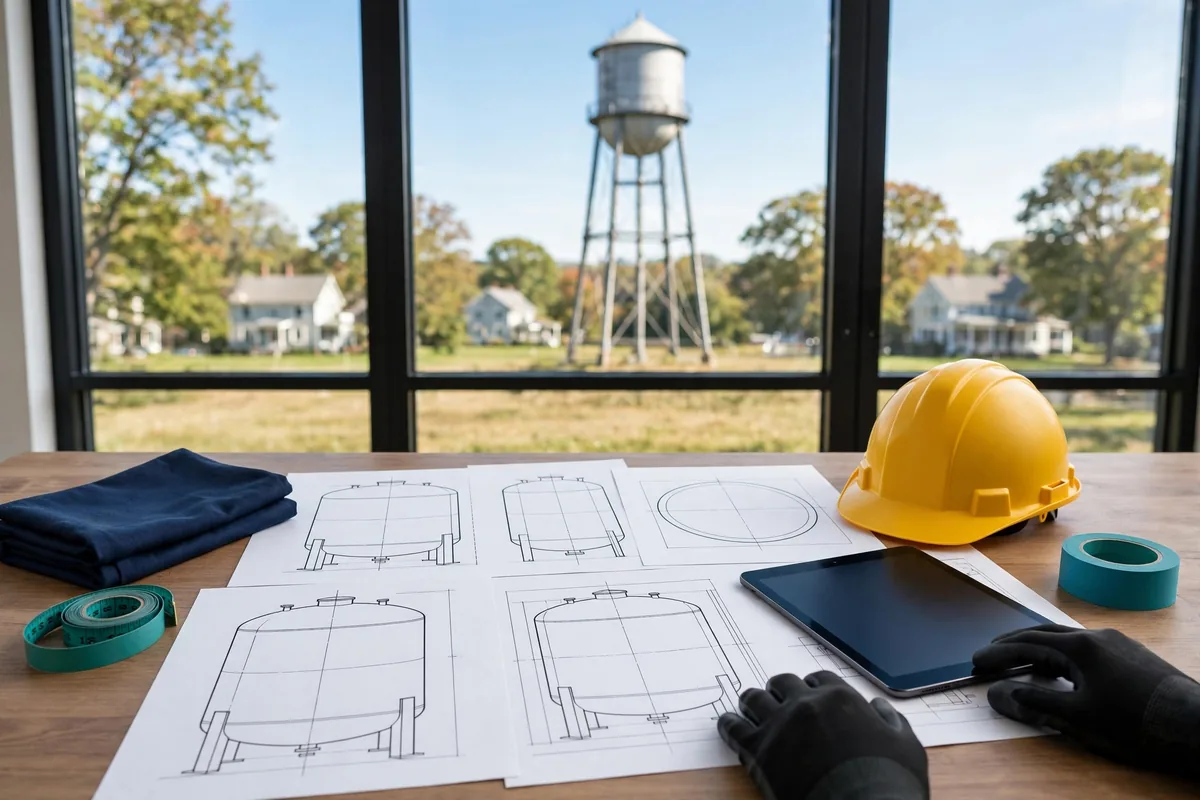 A planning table with drawings