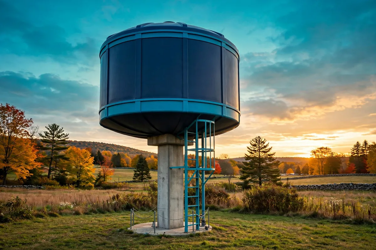 A pedestal water tower
