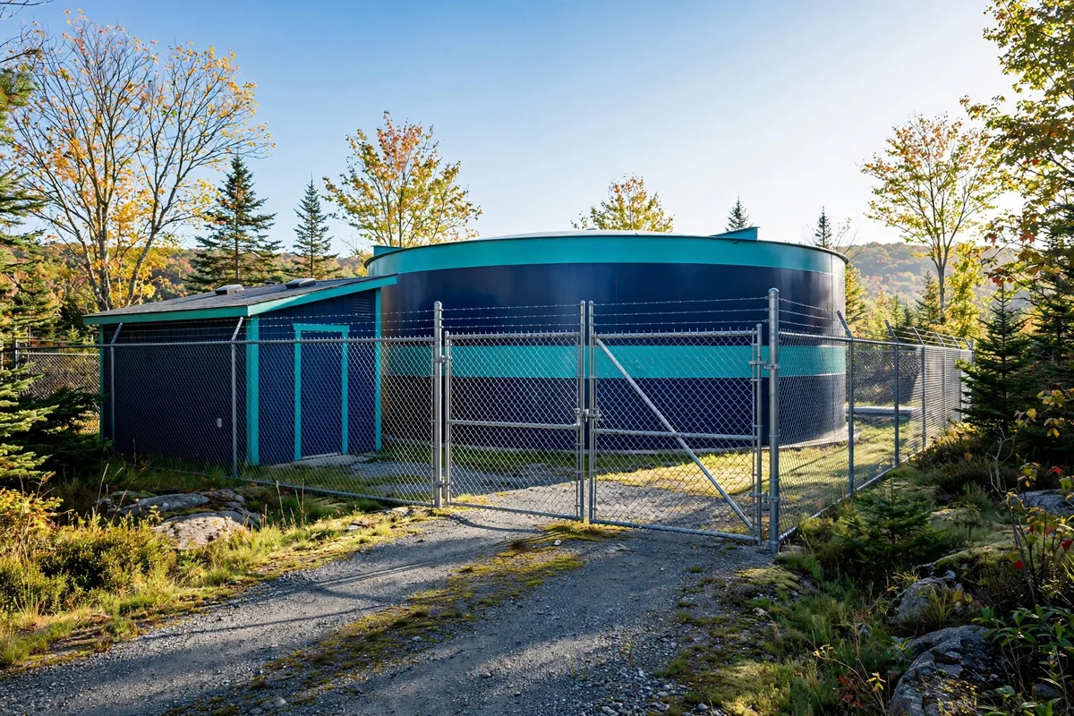 A tank site fence