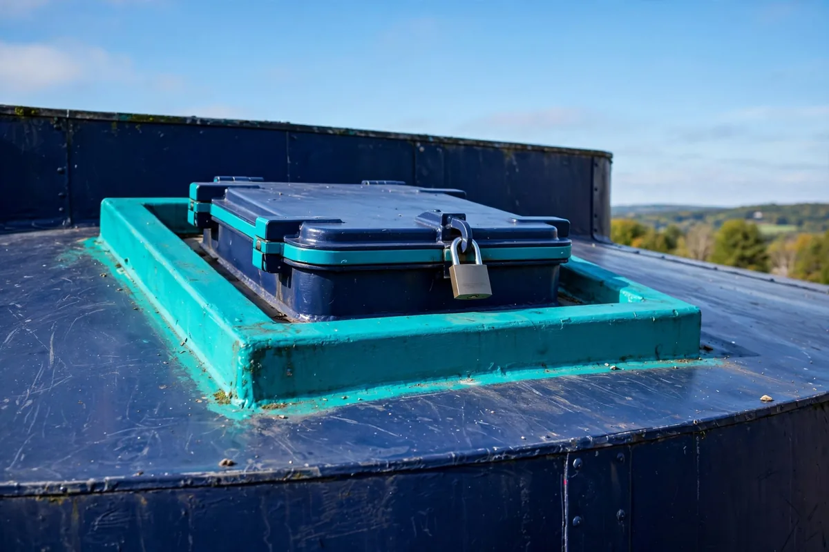 A closed tank hatch