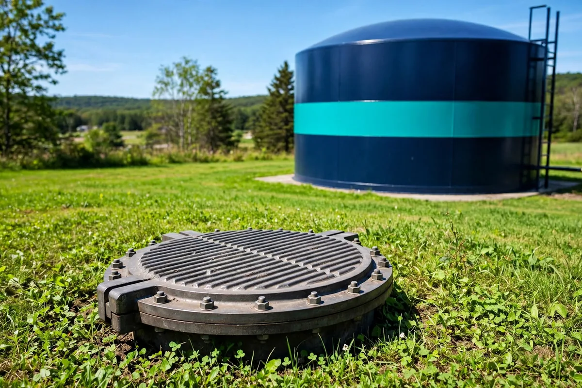A valve pit hatch in grass
