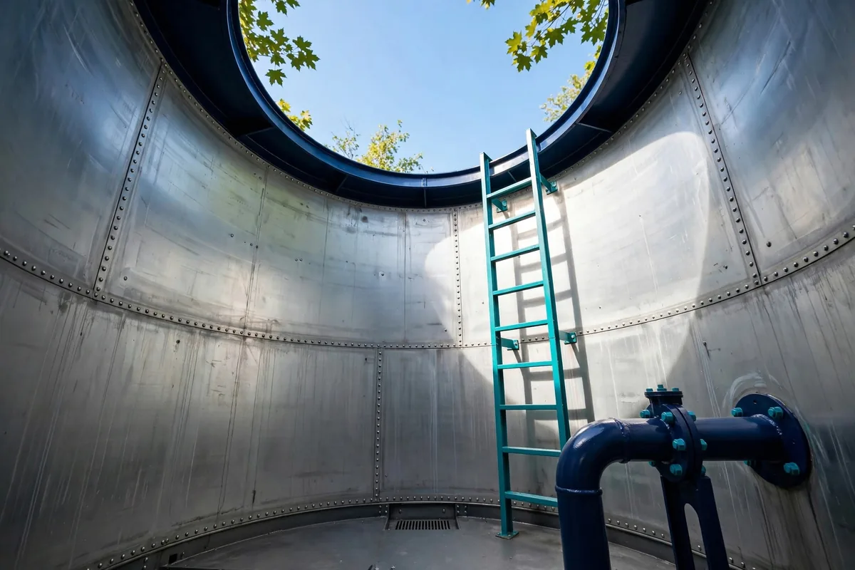 Inside a drained tank