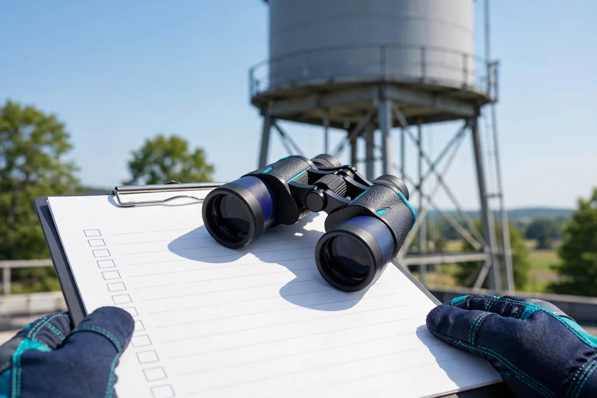 Binoculars at a tank