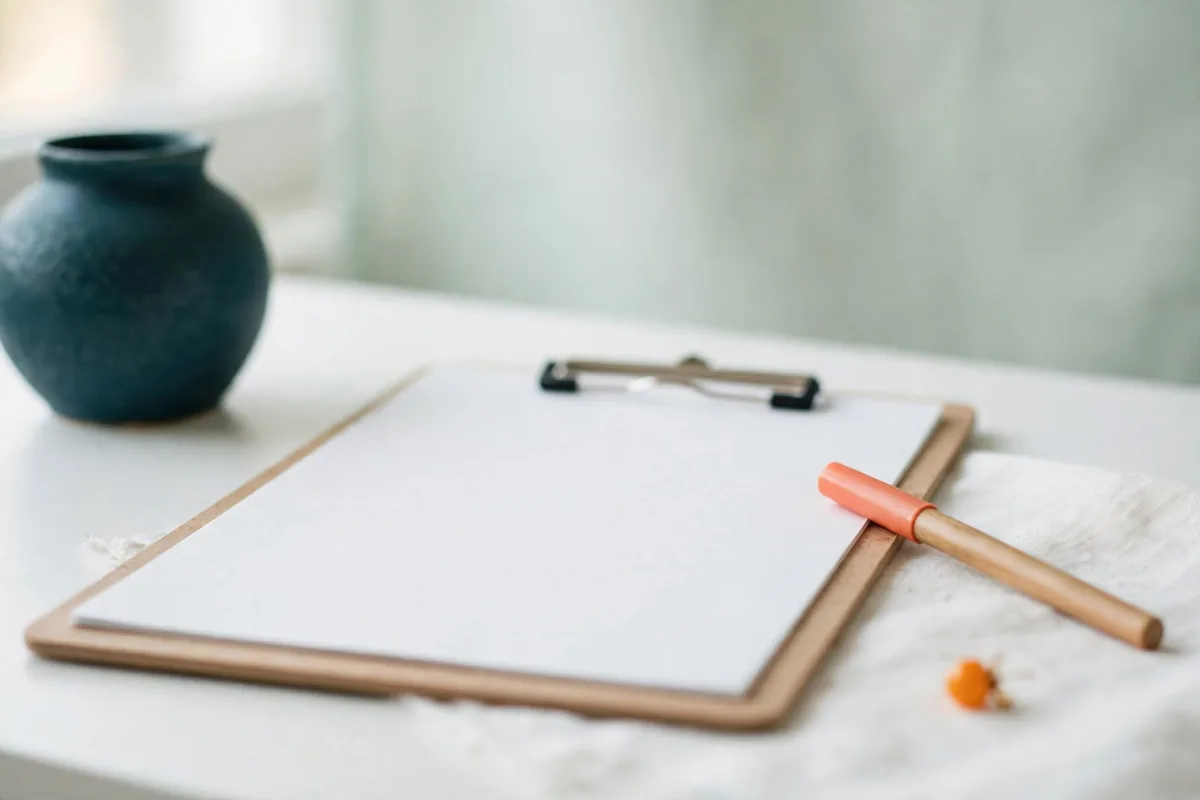 A clipboard with a blank form